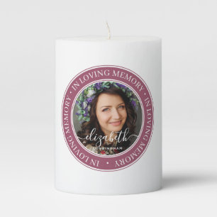 Memorial In Loving Memory Elegant Classic Photo Pillar Candle