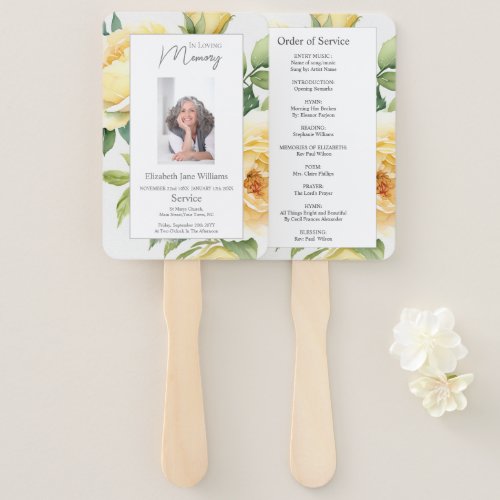 Memorial In Loving Memory Floral Order of Service Hand Fan