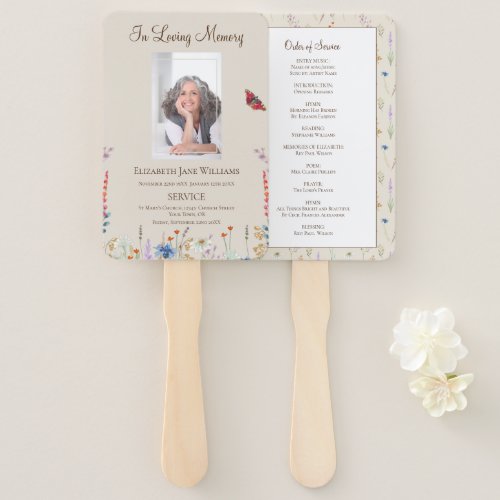 Memorial In Loving Memory Floral Order of Service Hand Fan