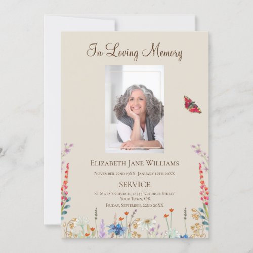 Memorial In Loving Memory Floral Order of Service Invitation