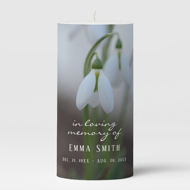 Memorial In Loving Memory Floral Pillar Candle (Front)