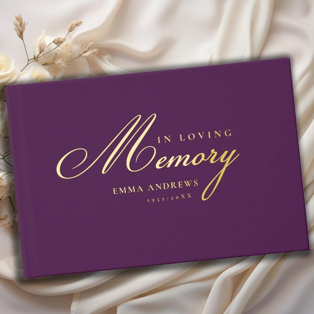 Memorial "In Loving memory" Gold-Foil, Violet Foil Guest Book (Creator Uploaded)