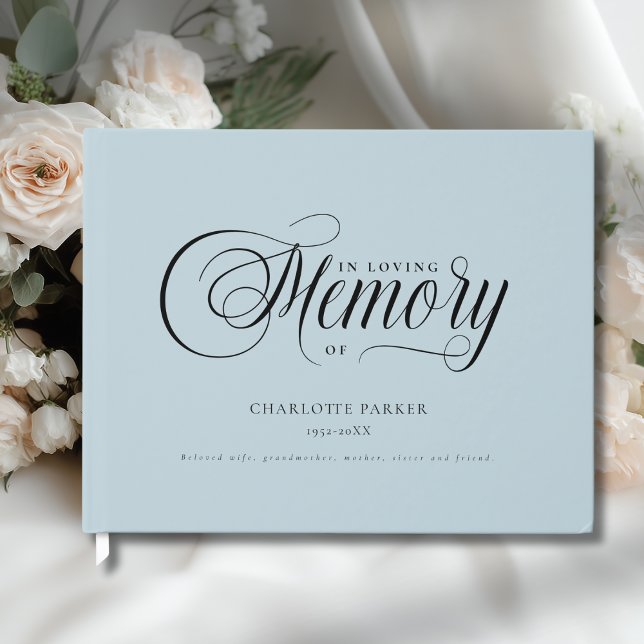 Memorial "In Loving memory" Light-Blue Guest Book (Memorial "In Loving memory" Light-Blue Custom Guest Book)