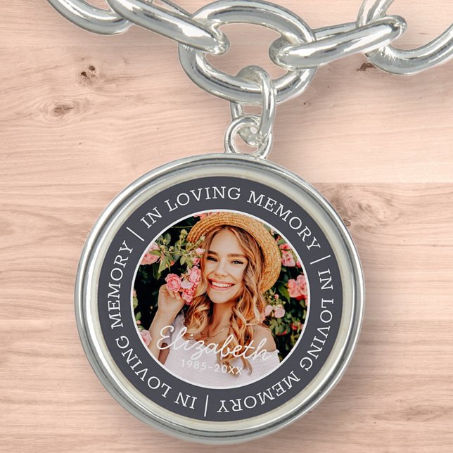 Memorial In Loving Memory Modern Custom Photo Bracelet (Creator Uploaded)