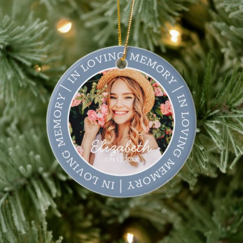 Memorial In Loving Memory Modern Custom Photo Ceramic Ornament