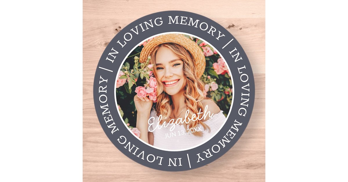 Memorial In Loving Memory Modern Custom Photo Classic Round Sticker ...