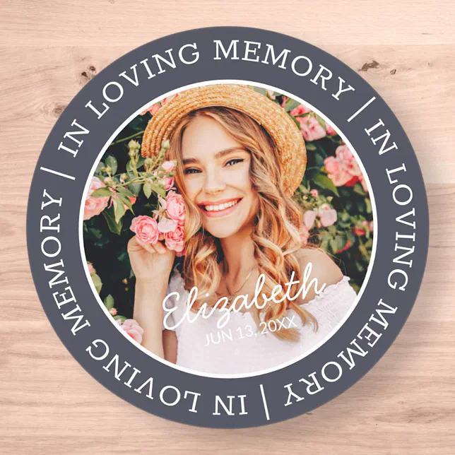 Memorial In Loving Memory Modern Custom Photo Classic Round Sticker ...