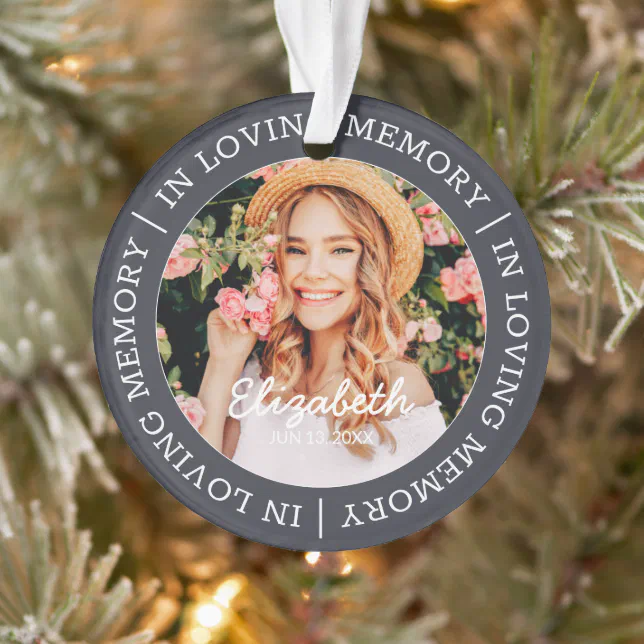 Memorial In Loving Memory Modern Custom Photo Ornament | Zazzle