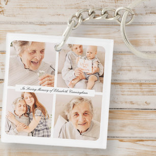 Memorial In Loving Memory Modern Elegant 4 Photos Keychain