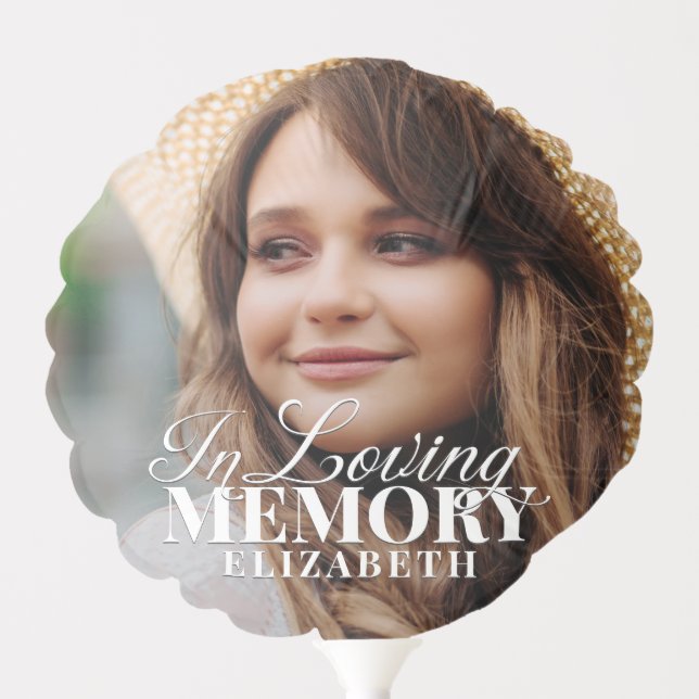 Memorial In Loving Memory Modern Elegant Photo Balloon (Front)