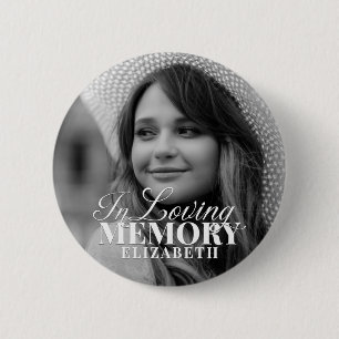 Memorial In Loving Memory Modern Elegant Photo Button