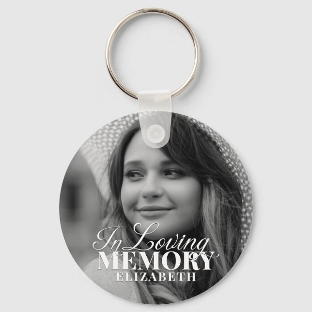 Memorial In Loving Memory Modern Elegant Photo Keychain (Front)