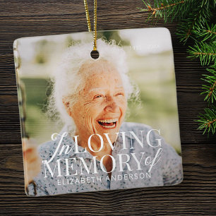 Memorial In Loving Memory Modern Elegant Photos Ceramic Ornament