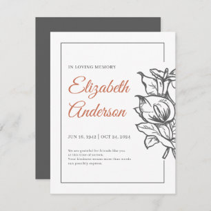 Memorial In Loving Memory Modern Foliage Botanical Thank You Card