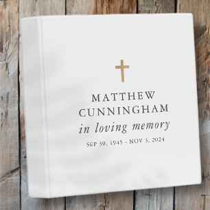 Memorial In Loving Memory Modern Simple Cross 3 Ring Binder