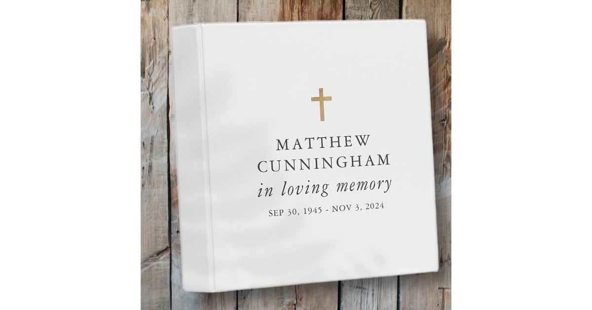 Memorial In Loving Memory Modern Simple Cross 3 Ring Binder | Zazzle