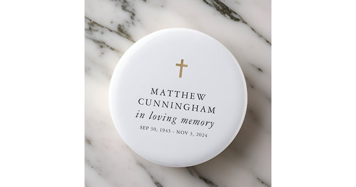 Memorial In Loving Memory Modern Simple Cross Button | Zazzle