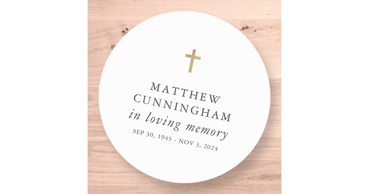 Memorial In Loving Memory Modern Simple Cross Classic Round Sticker ...