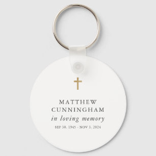 Memorial In Loving Memory Modern Simple Cross Keychain