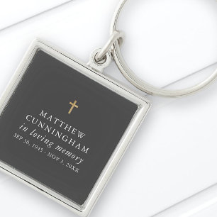Memorial In Loving Memory Modern Simple Cross Keychain