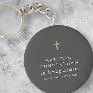 Memorial In Loving Memory Modern Simple Cross Keychain