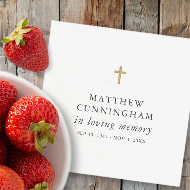Memorial In Loving Memory Modern Simple Cross Napkins | Zazzle