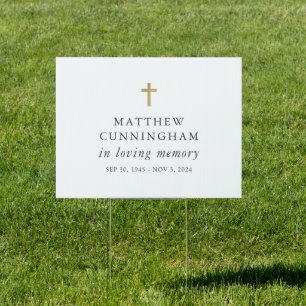 Memorial In Loving Memory Modern Simple Cross Sign