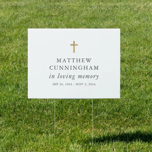 Memorial In Loving Memory Modern Simple Cross Sign | Zazzle