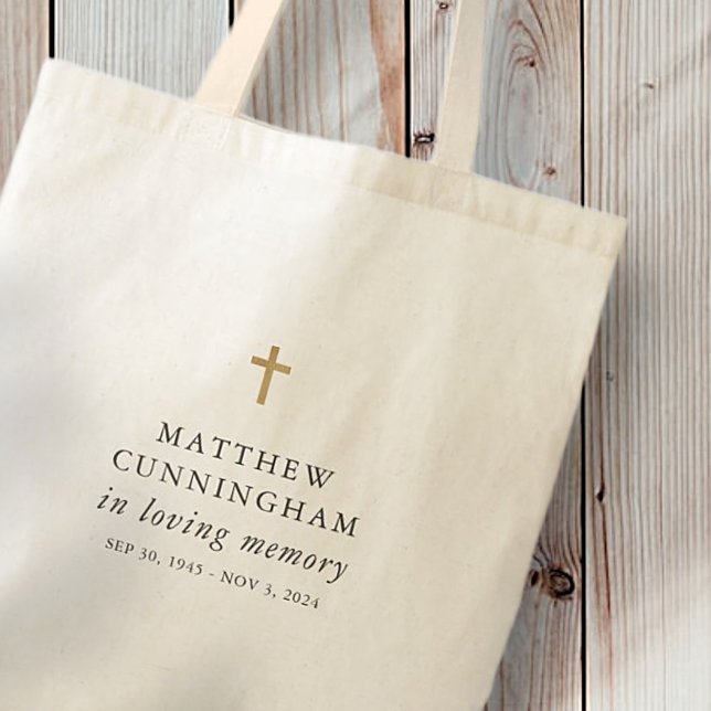 Memorial In Loving Memory Modern Simple Cross Tote Bag (Creator Uploaded)