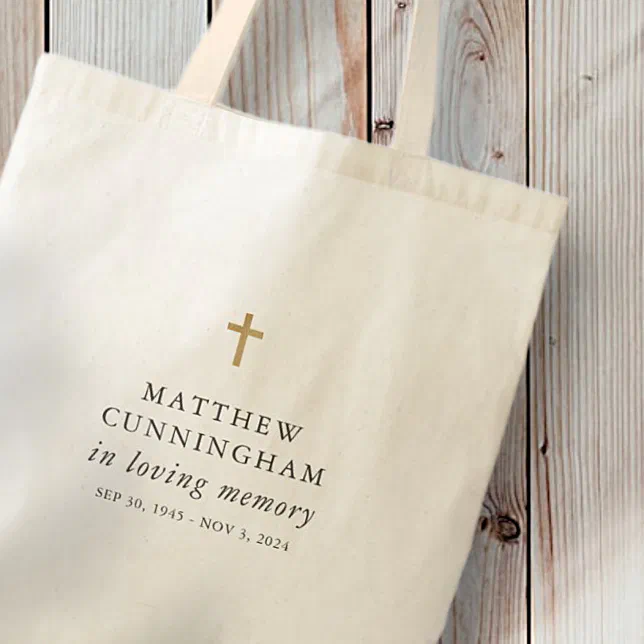Memorial In Loving Memory Modern Simple Cross Tote Bag | Zazzle
