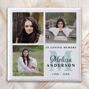 Memorial In Loving Memory Monogram Photo Funeral Button