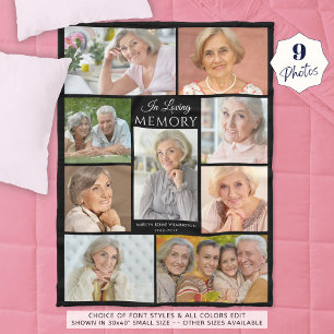 Memorial IN LOVING MEMORY Photo Collage Black Fleece Blanket