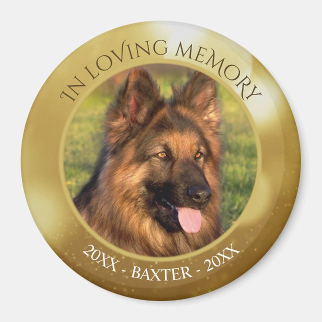 Memorial IN LOVING MEMORY Photo Name Dates Gold Magnet (Front)
