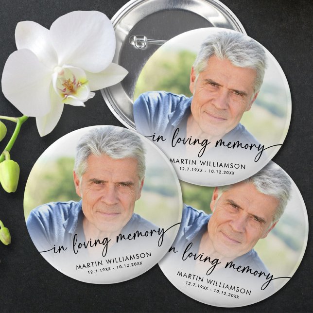Memorial In Loving Memory Photo Personalized Button (Creator Uploaded)