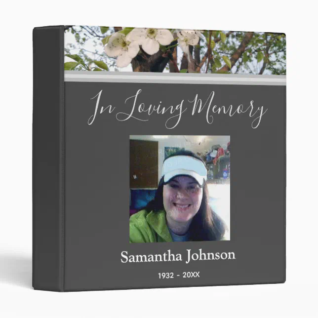 Memorial In Loving Memory Photo Spring Blossoms 3 Ring Binder | Zazzle