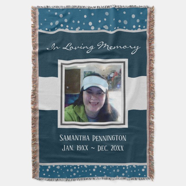 Memorial In Loving Memory Photo Throw Blanket (Front Vertical)