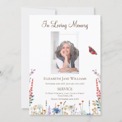 Memorial In Loving Memory Poppy Order of Service Invitation