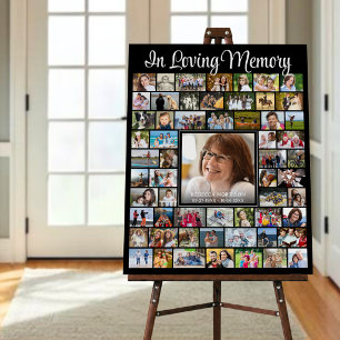 Memorial IN LOVING MEMORY Script 59 Photo Collage Foam Board