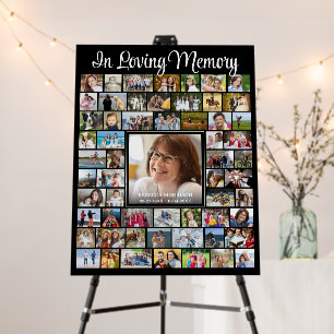 Memorial IN LOVING MEMORY Script 59 Photo Collage Foam Board