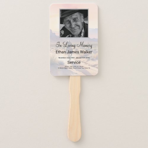 Memorial In Loving Memory Sunset Order of Service Hand Fan