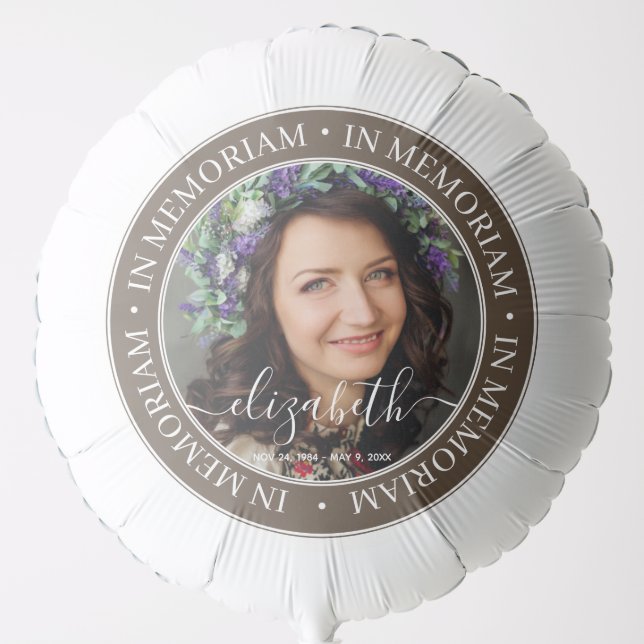 Memorial In Memoriam Elegant Classic Photo Balloon (Front)