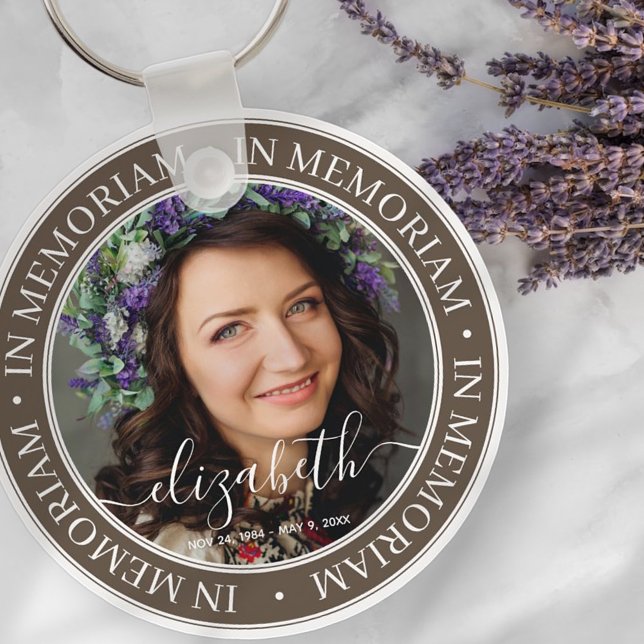 Memorial In Memoriam Elegant Classic Photo Keychain (Creator Uploaded)
