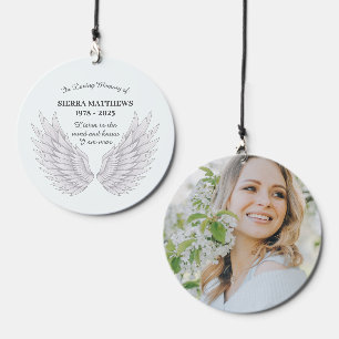 Memorial In Memory Angel Wings Photo Personalized Wind Chime
