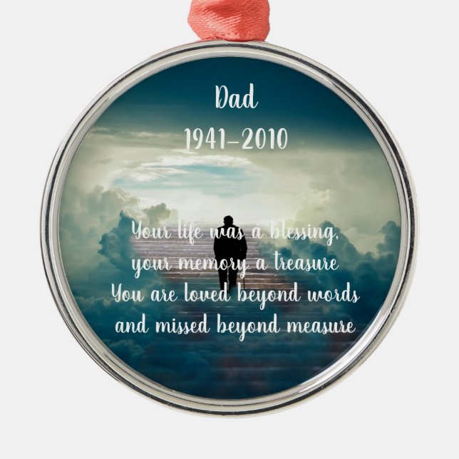 Memorial, In Memory, Man Metal Ornament (Front)