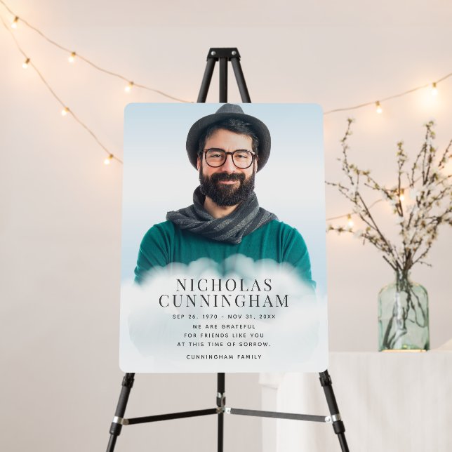Memorial In the Clouds Modern Classic Simple Photo Foam Board (In Situ (Stand))