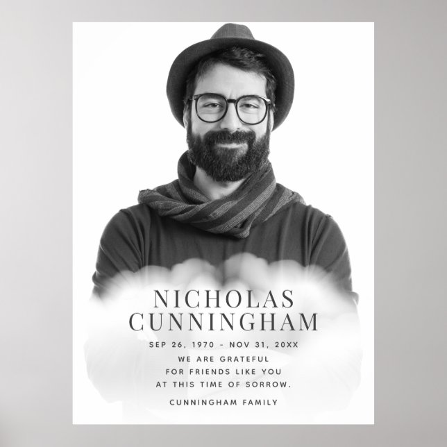 Memorial In the Clouds Modern Classic Simple Photo Poster (Front)