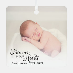 Memorial Infant Photo Forever In Our Hearts Metal Ornament