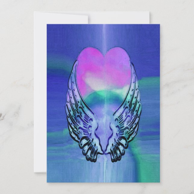 Memorial Invitation | Rainbow Angel Heart (Front)