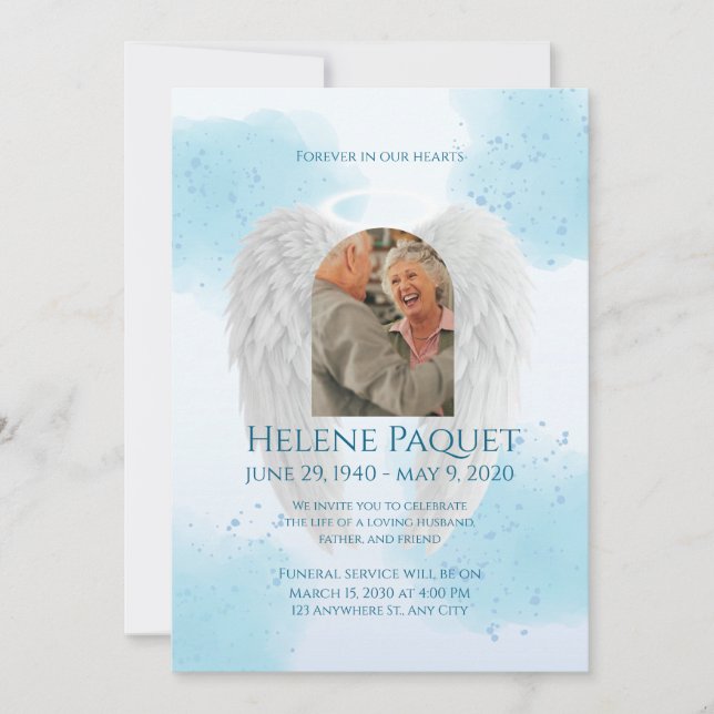 Memorial Invitation Template – Angel Design (Front)