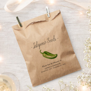 Memorial Jalapeno Seed Funeral Favor Bag